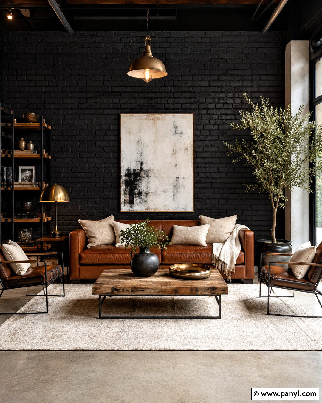 Black Brick Feature Wall - 40 Black Feature Wall Ideas