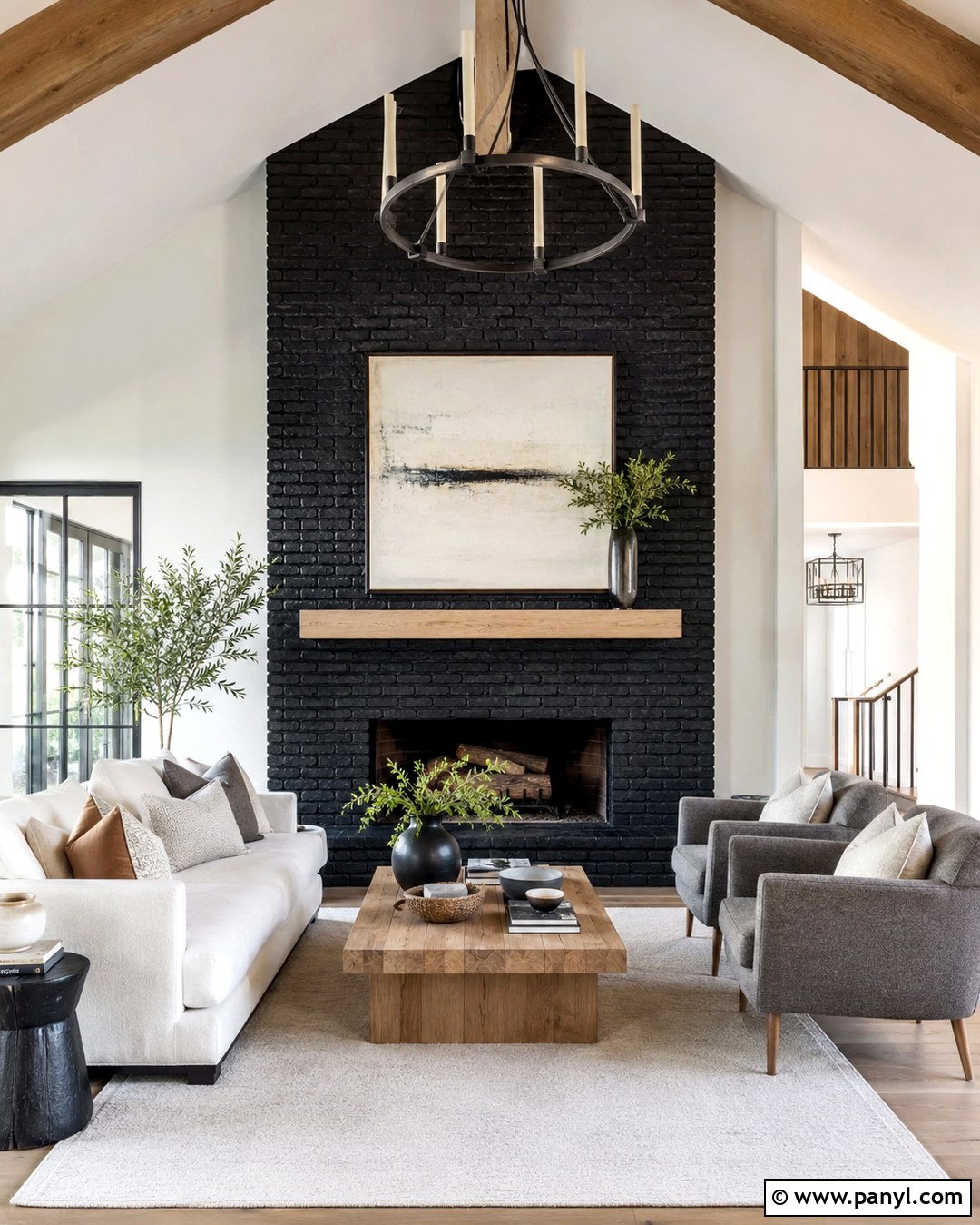 Black Brick Fireplace Statement Wall - 20 Black And White Statement Wall Ideas