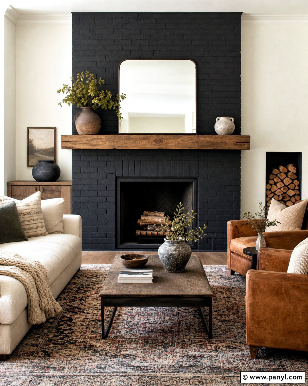 Black Brick Fireplace Wall - 20 black wall background ideas