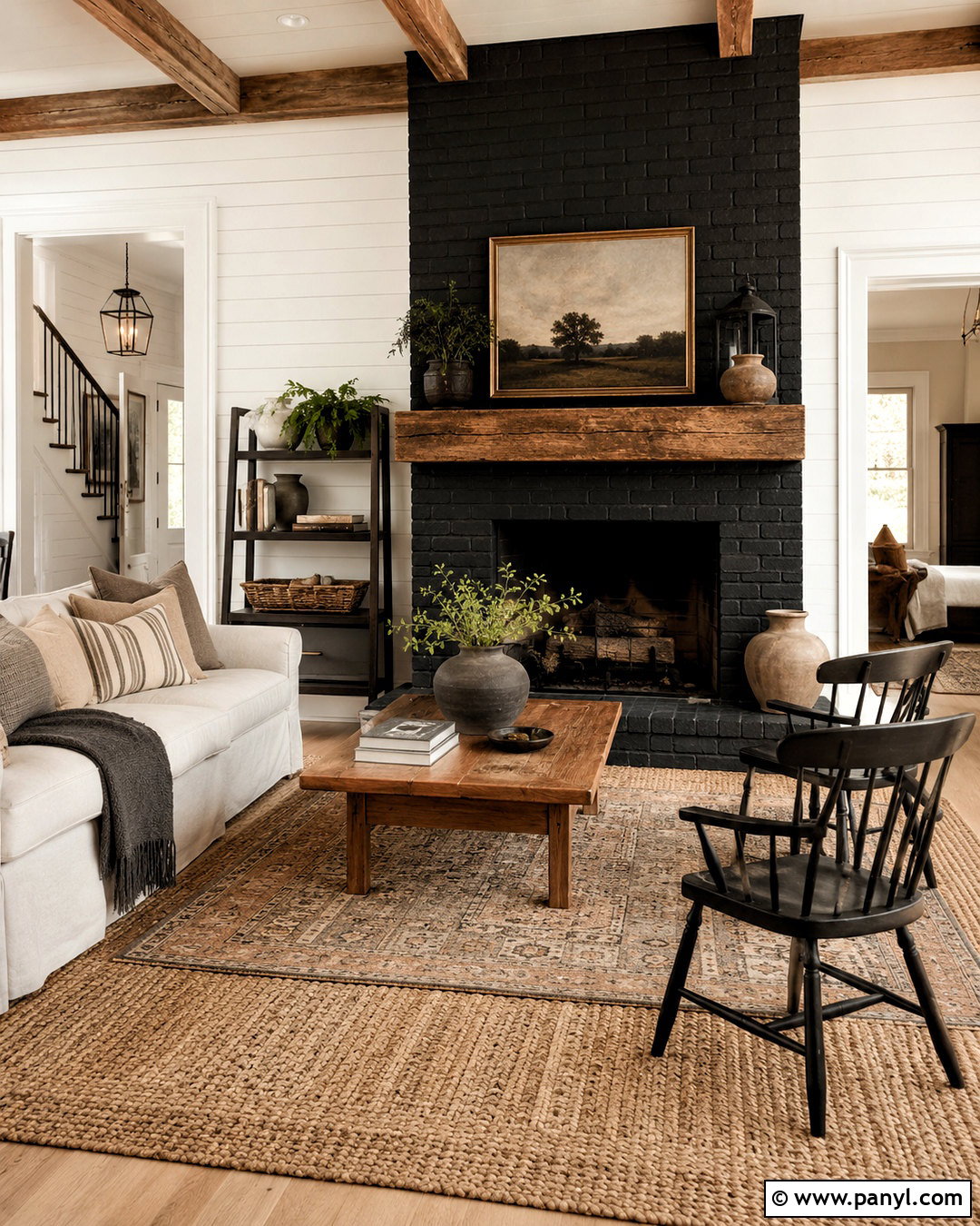 Black Brick Fireplace With Farmhouse Decor - 20 black painted brick fireplace ideas