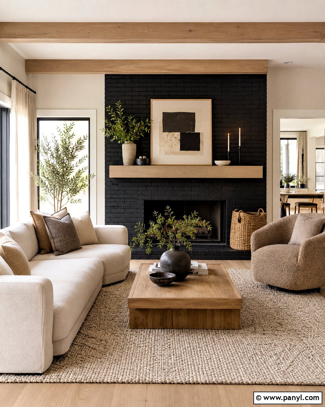 Black Brick Fireplace With Neutral Decor - 20 black painted brick fireplace ideas