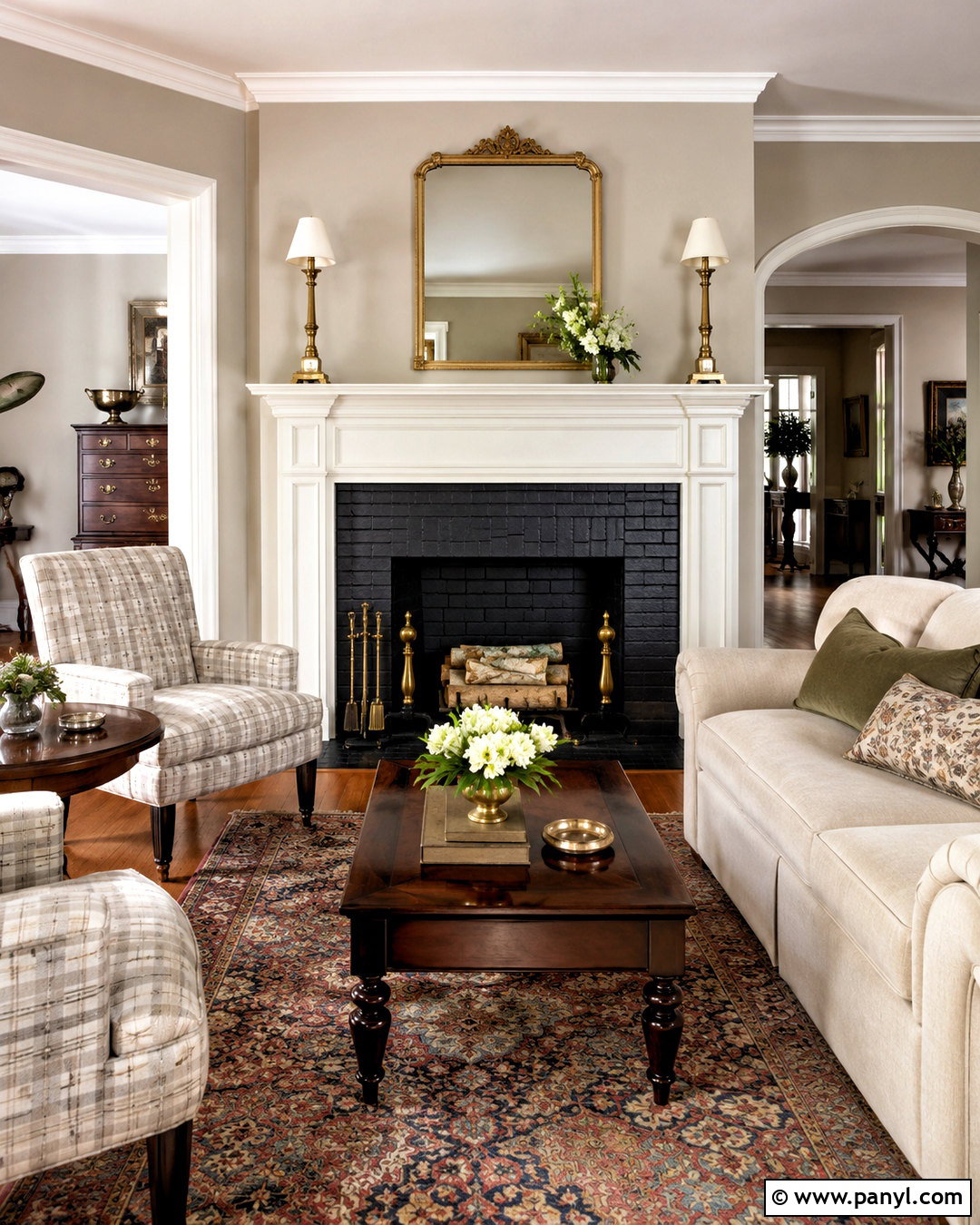 Black Brick Fireplace With Traditional Mantel - 20 black painted brick fireplace ideas