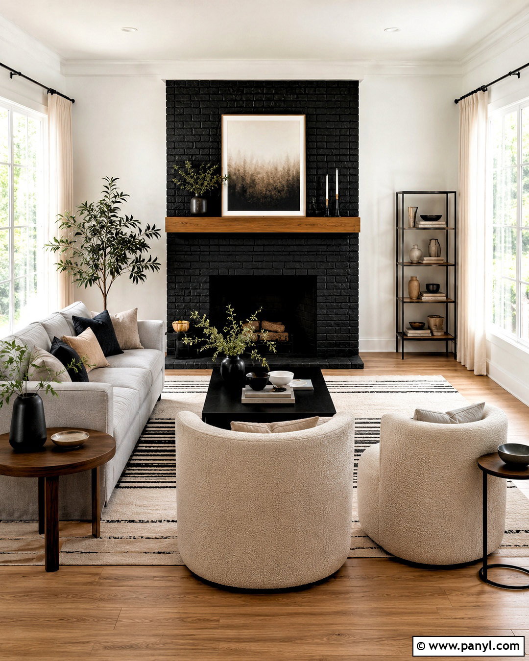 Black Brick Fireplace With White Walls - 20 black painted brick fireplace ideas