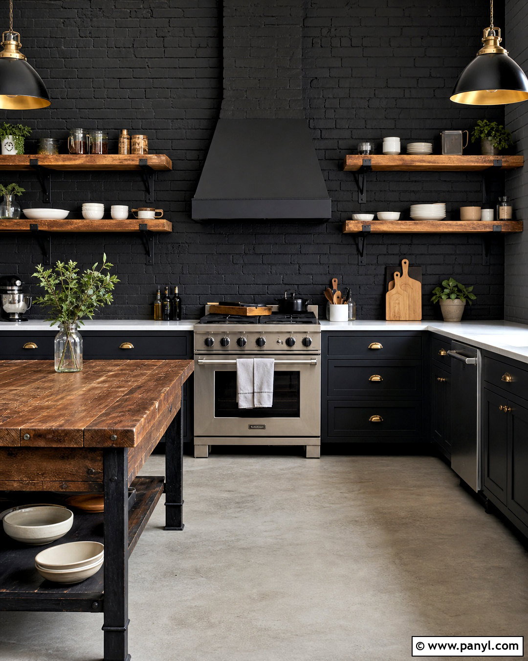 Black Brick Kitchen Wall - 20 black kitchen wall ideas