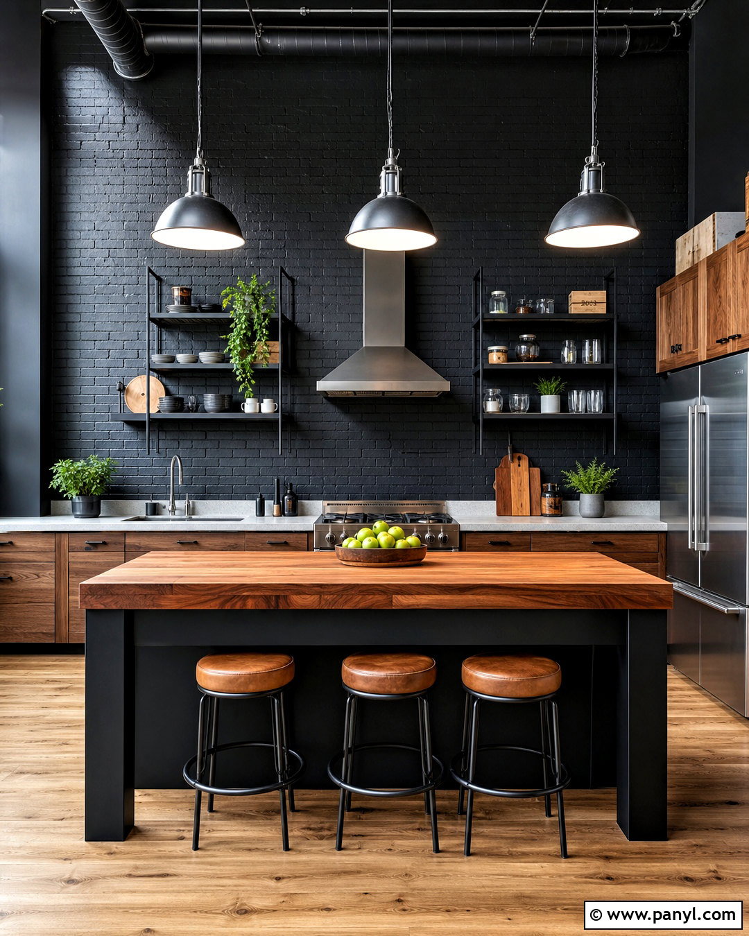 Black Brick Kitchen Walls - 20 dark kitchen walls