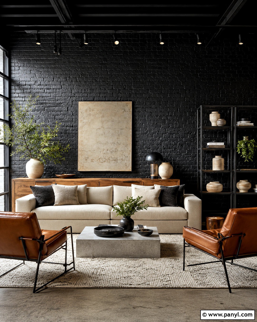 Black Brick Living Room Wall - 20 black living room walls