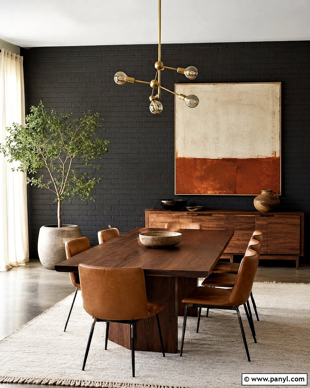 Black Brick Wall Dining Room - 20 colored brick wall interior design ideas