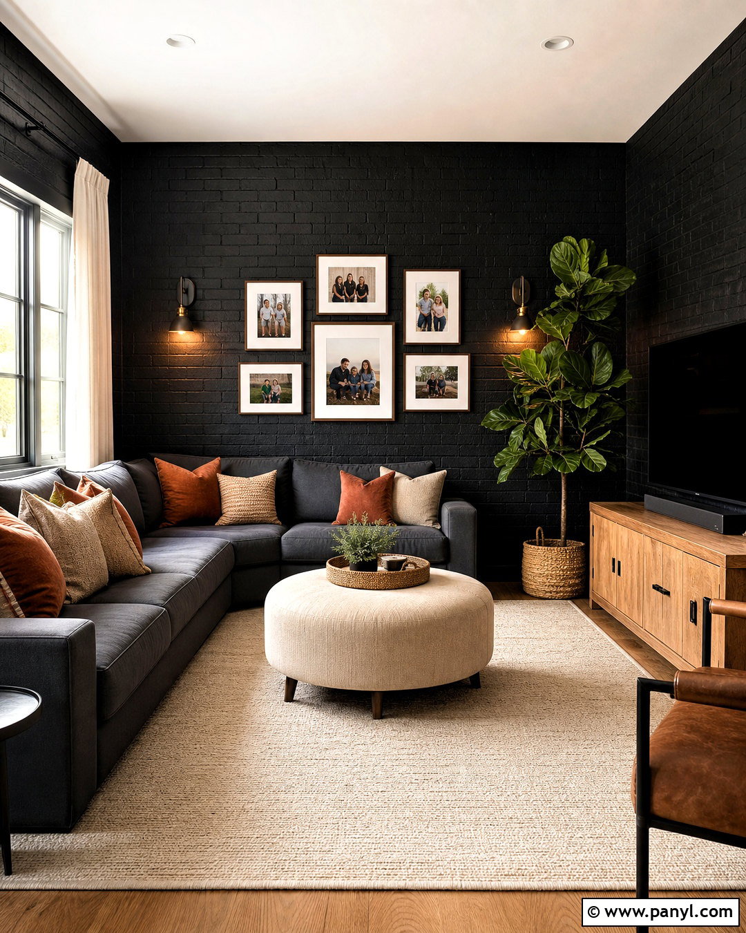 Black Brick Wall Family Room - 20 black wall room ideas