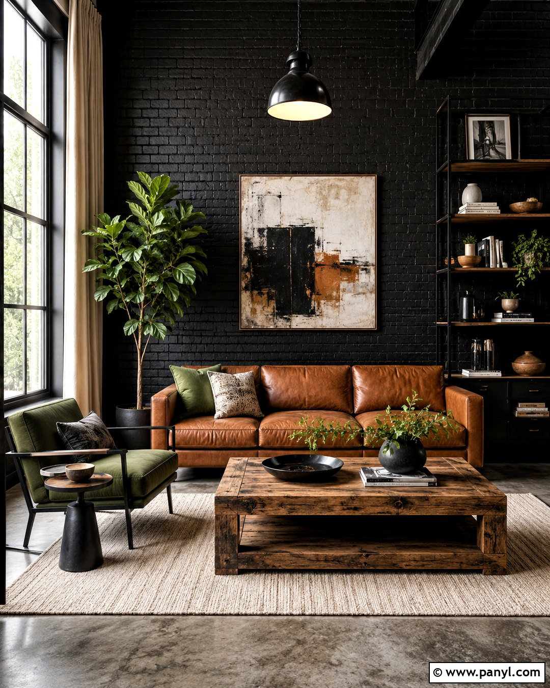 Black Brick Wall Living Room - 20 black wall living room decorating ideas