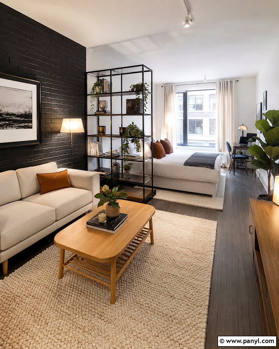 Black Brick Wall Studio - 20 White Room With One Black Wall Ideas