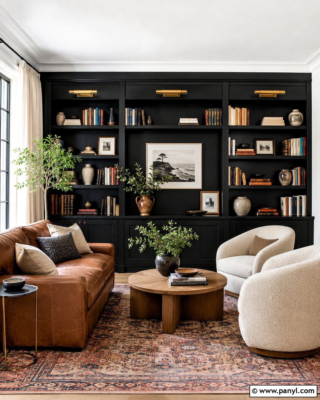 Black Built-In Bookshelf Wall - 40 Black Painted Walls