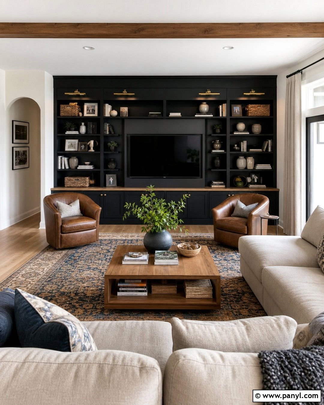 Black Built-In Family Room - 35 black painted room ideas