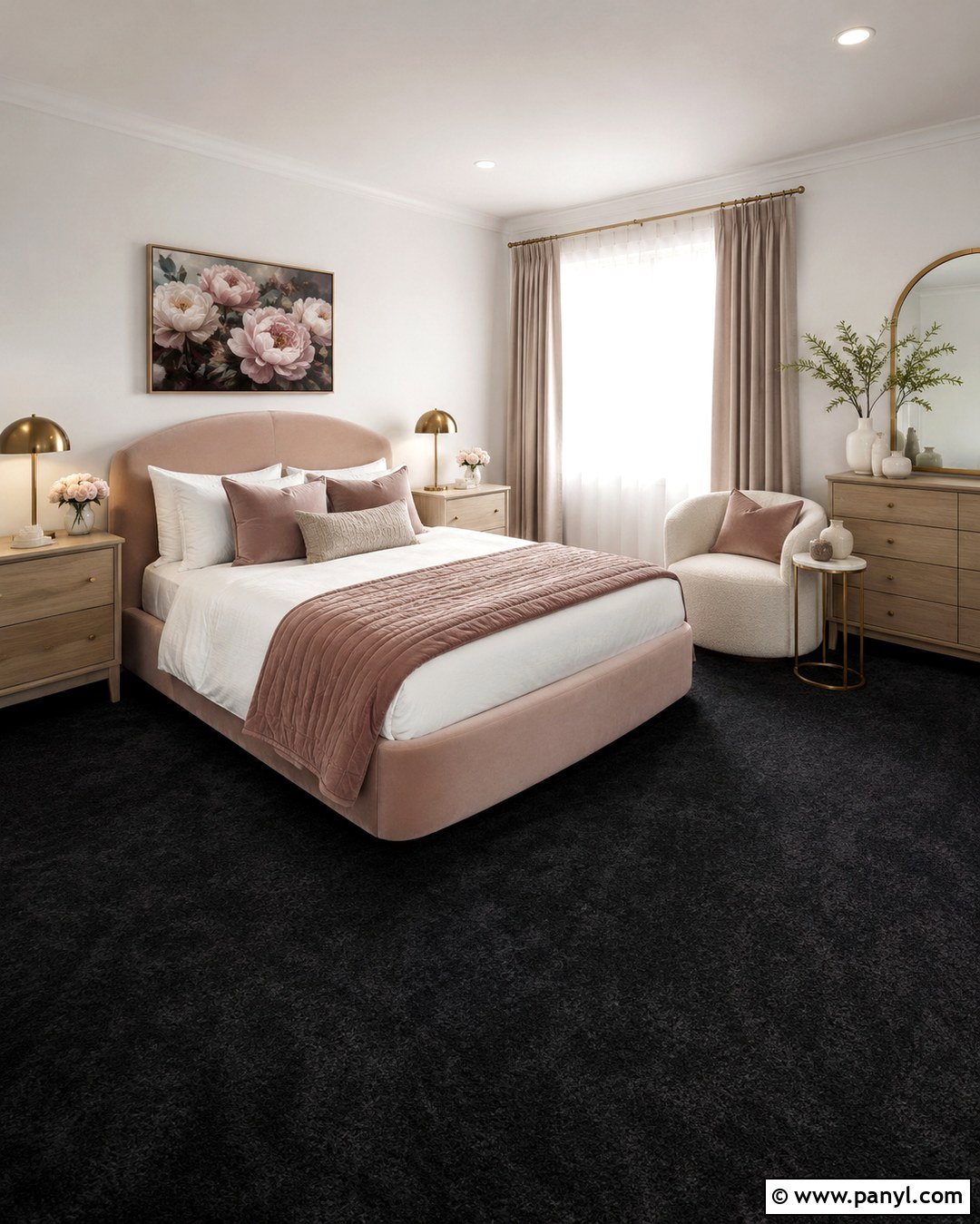 Black Carpet White Walls Feminine Bedroom - 20 Black Carpet White Walls