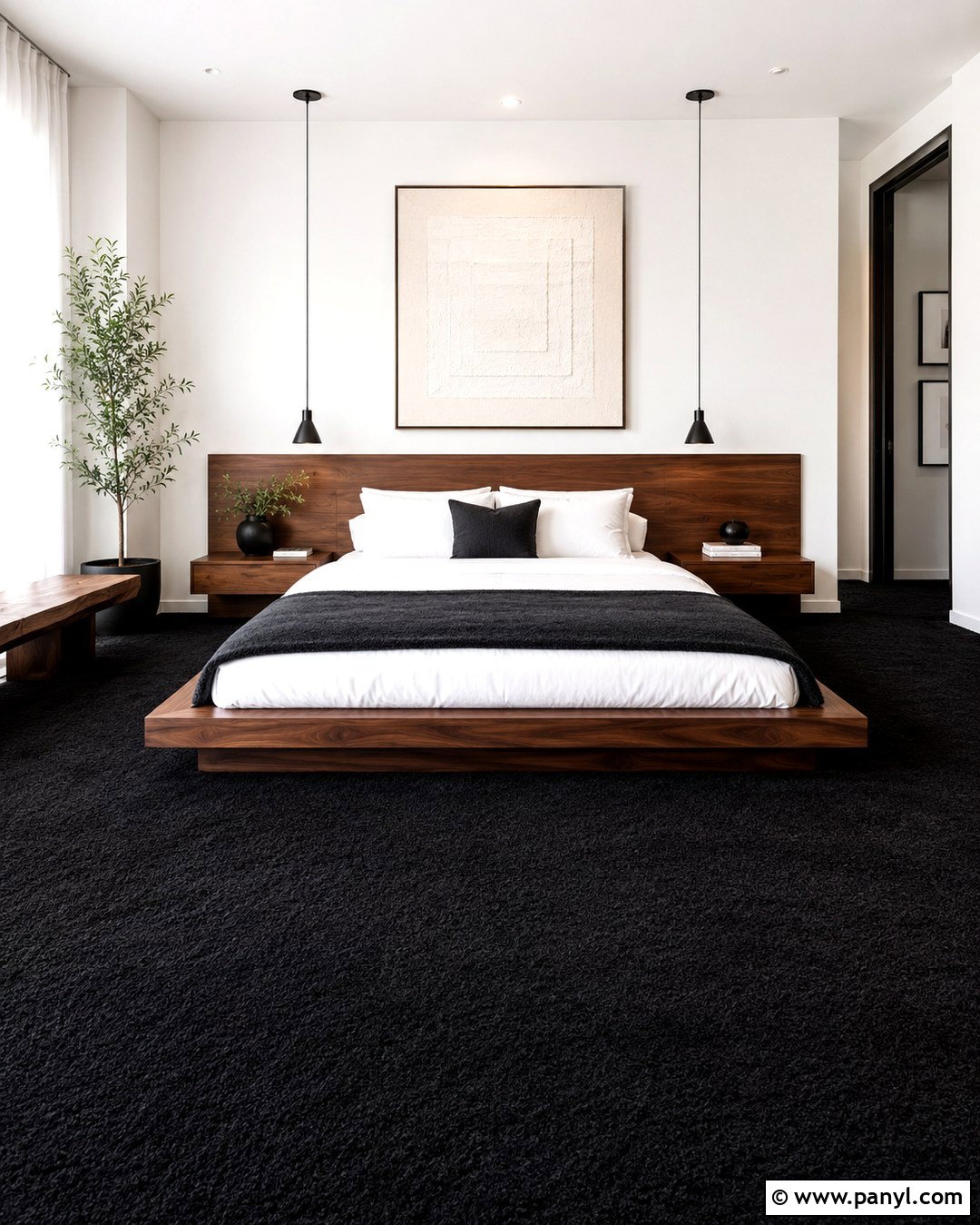 Black Carpet White Walls Minimalist Bedroom - 20 Black Carpet White Walls