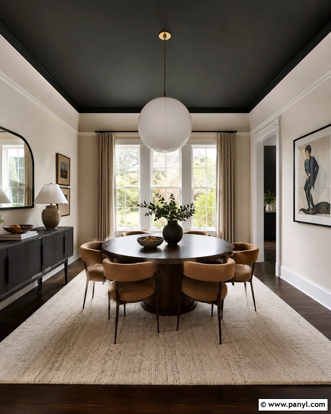 Black Ceiling Dining Room - 20 Black Wall Paint Color Ideas