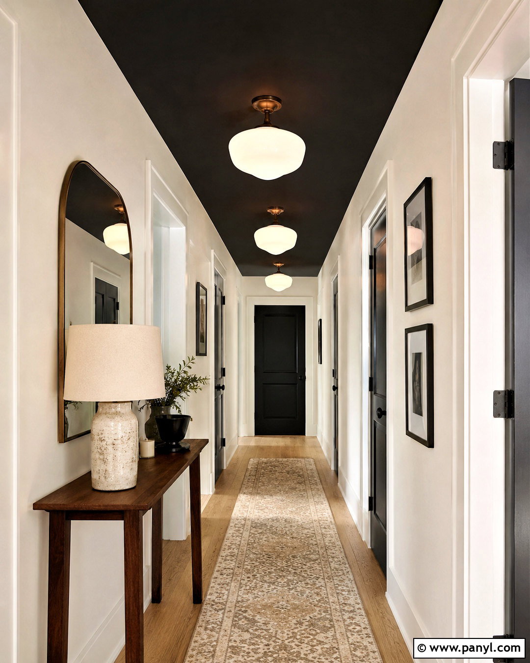 Black Ceiling Hallway - 20 dark painted ceiling ideas