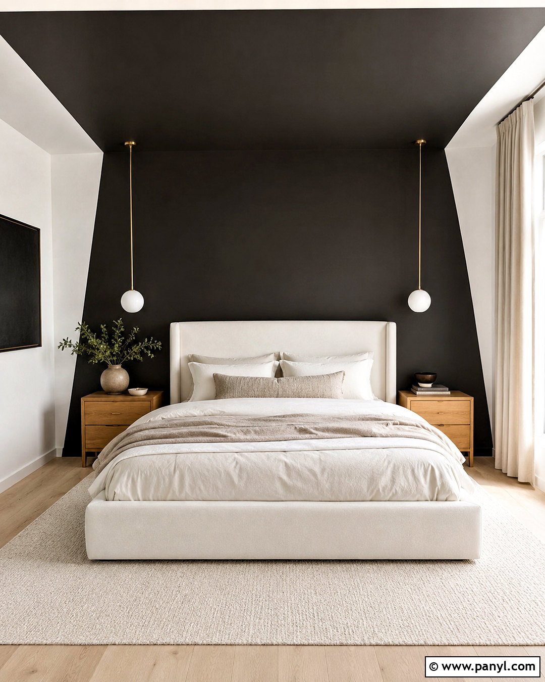 Black Ceiling Wrap Bedroom Accent Wall - 20 White And Black Accent Wall Ideas