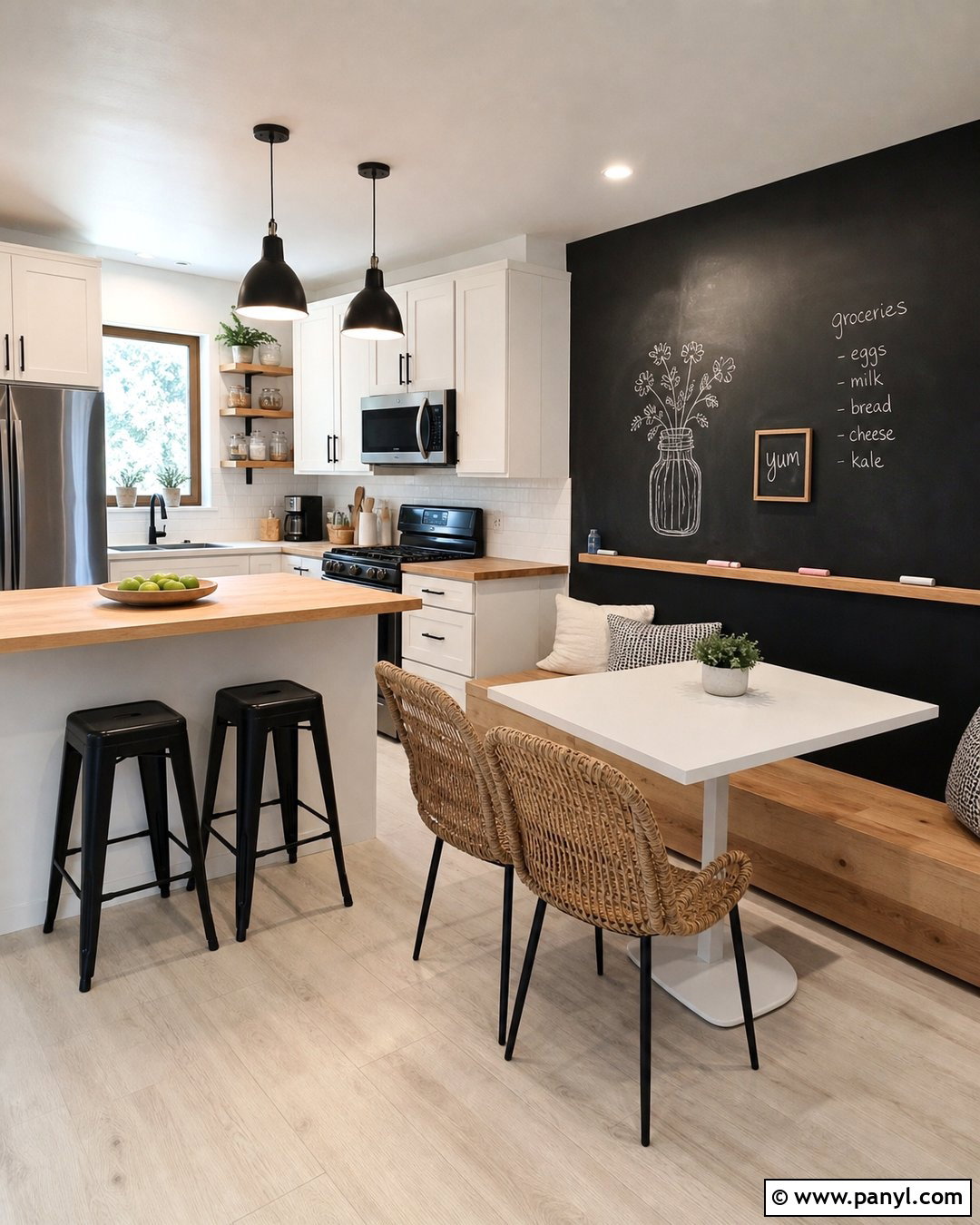 Black Chalkboard Kitchen Wall - 20 Painting One Wall Black Ideas