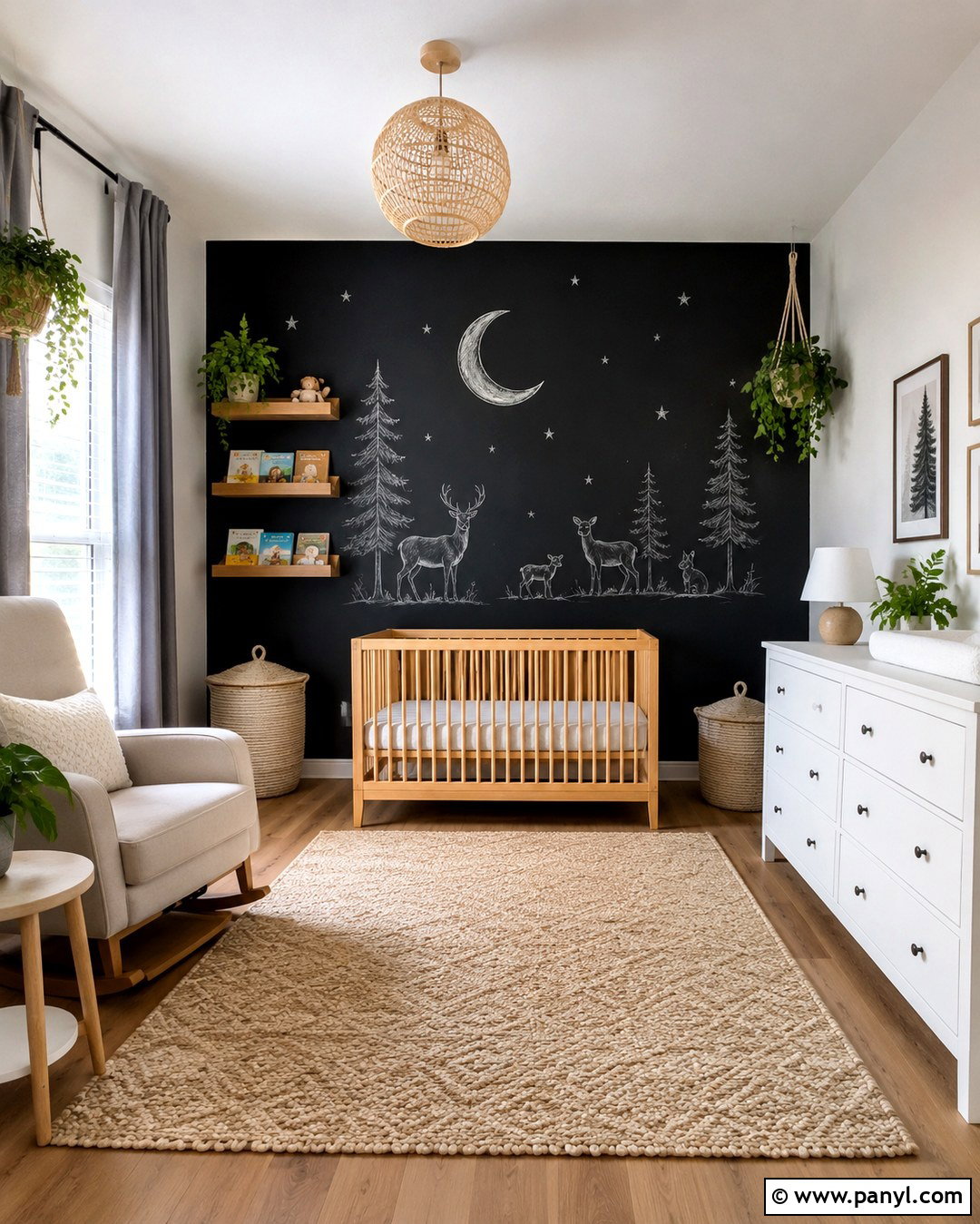 Black Chalkboard Nursery Wall - 20 Black Nursery Wall Ideas