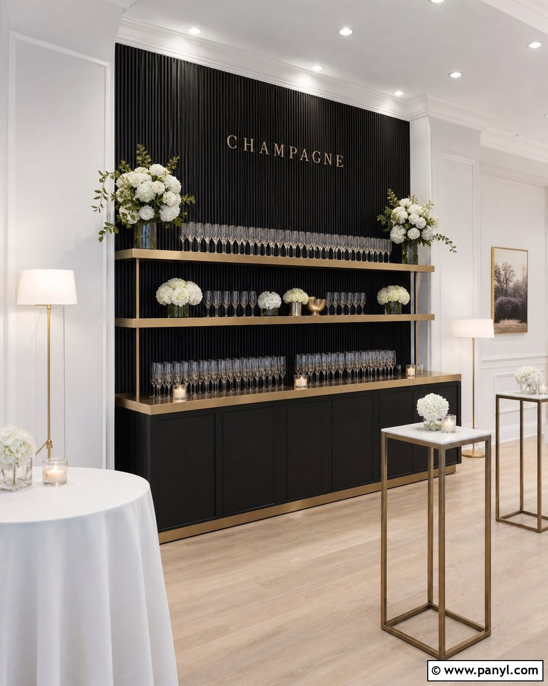 Black Champagne Wall With Fluted Panels - 30 black champagne wall ideas