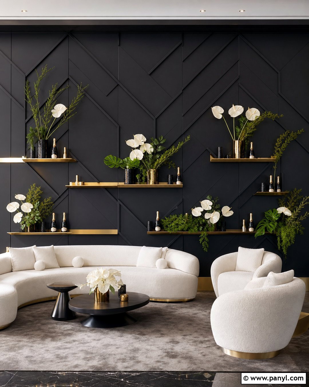 Black Champagne Wall With Geometric Panels - 30 black champagne wall ideas