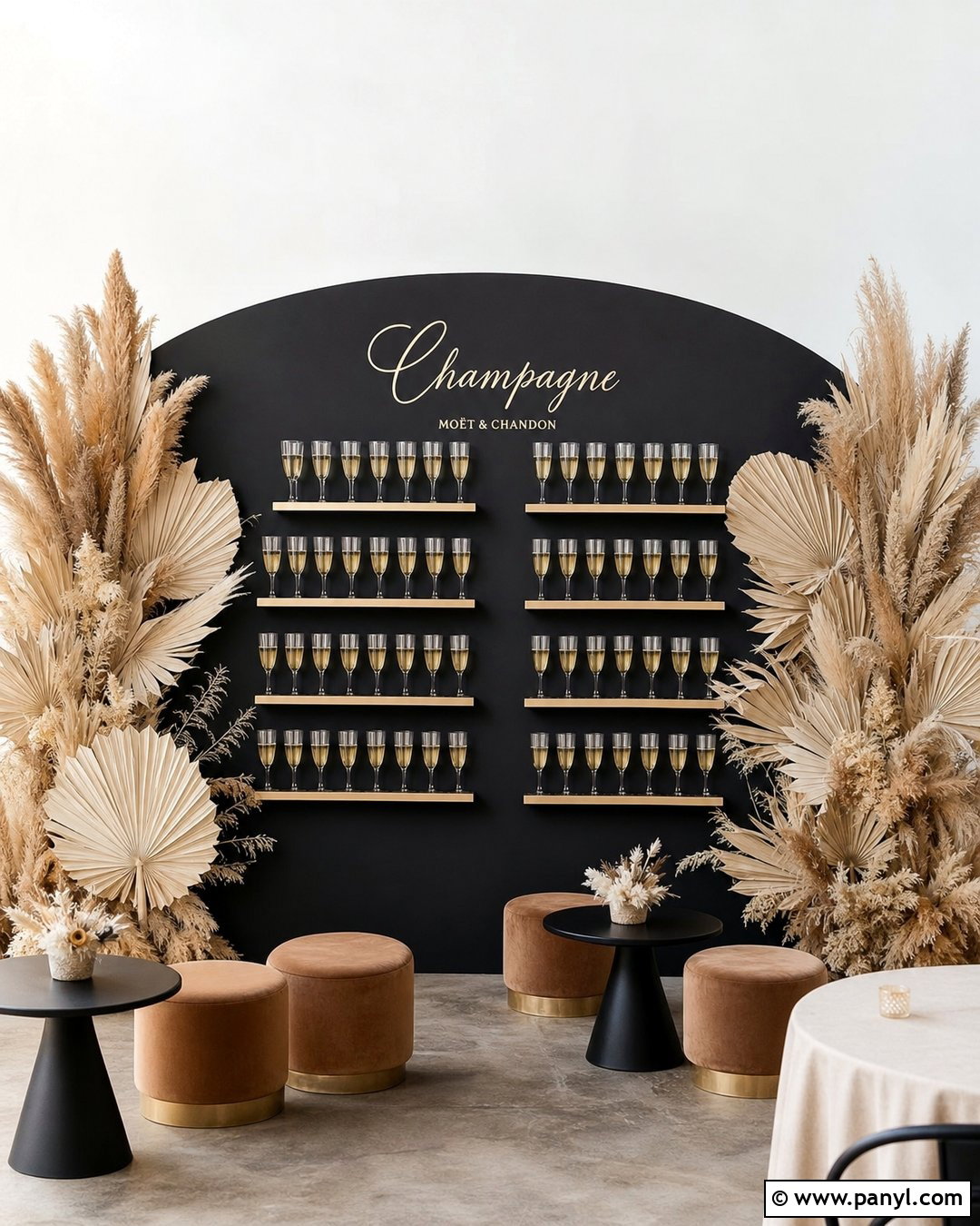 Black Champagne Wall With Pampas Grass - 30 black champagne wall ideas