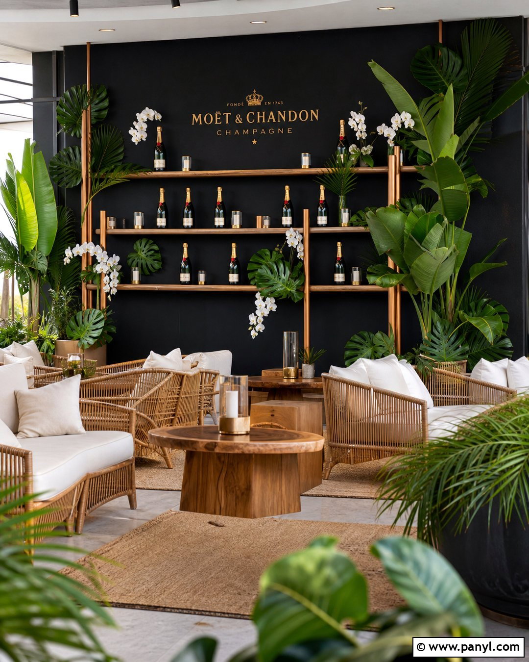 Black Champagne Wall With Tropical Leaves - 30 black champagne wall ideas