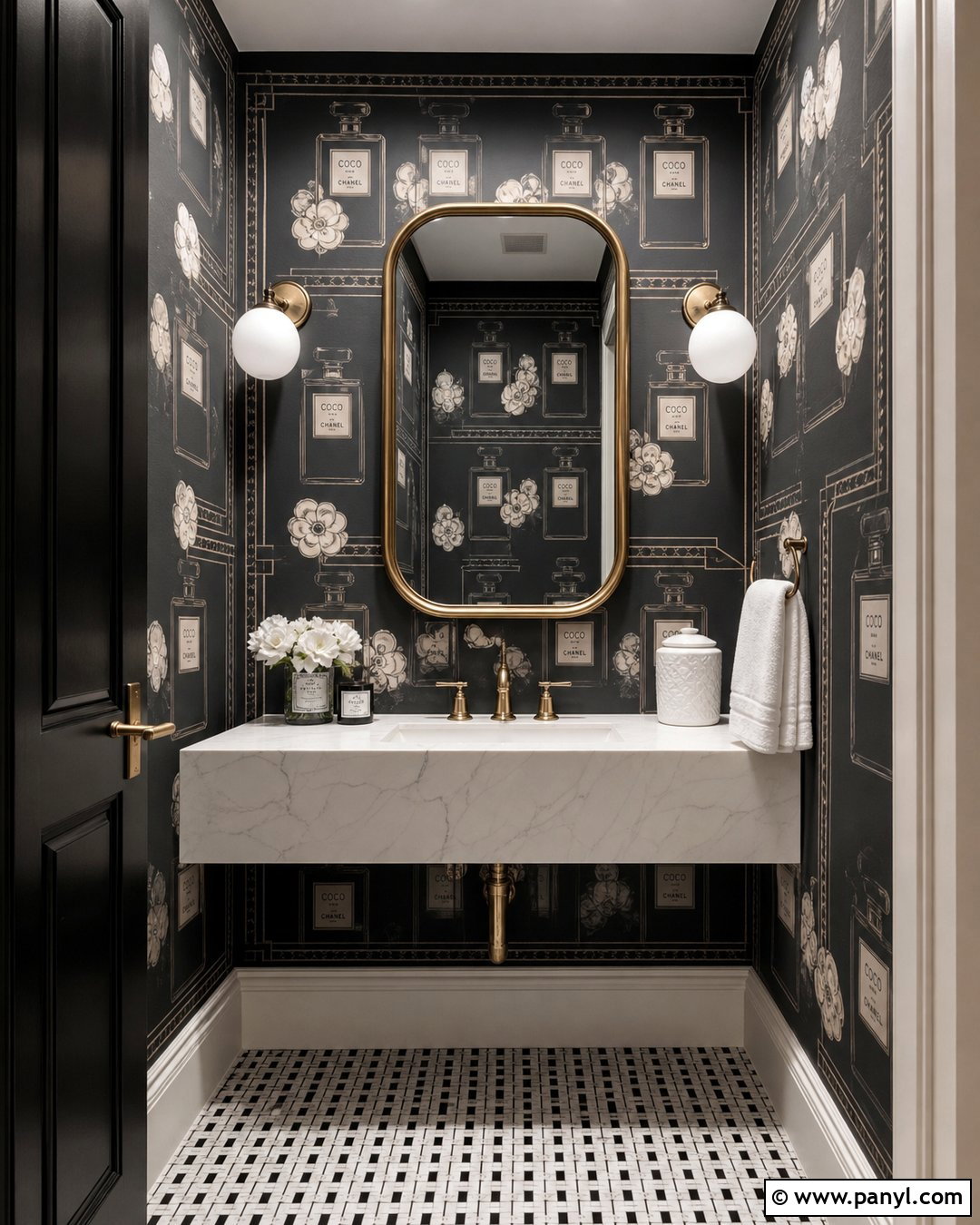 Black Chanel Wallpaper Powder Room - 35 chanel wallpaper vintage ideas