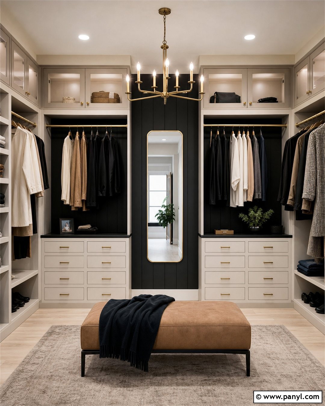 Black Closet Wall With Brass Hardware - 20 Black Accent Wall Closet Ideas
