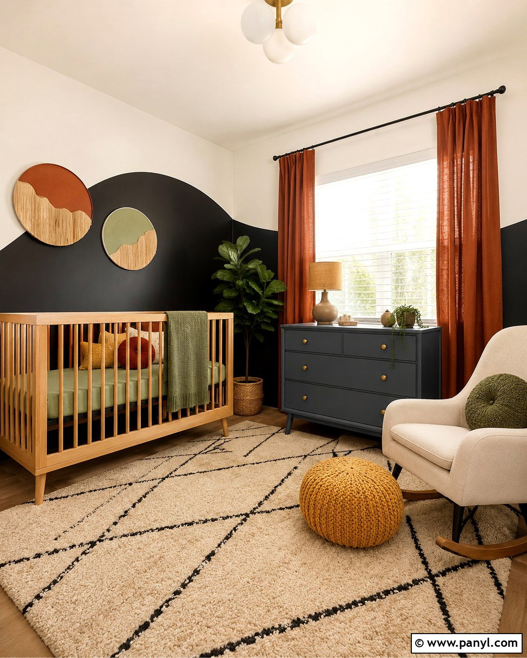 Black Color Block Nursery Wall - 20 Black Nursery Wall Ideas