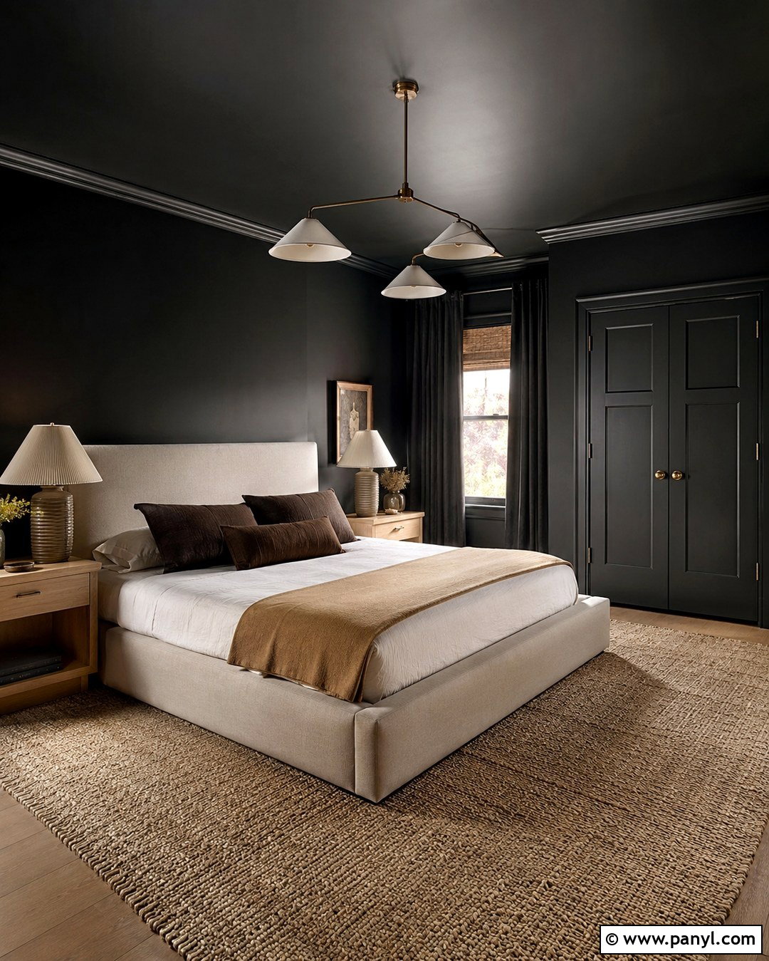 Black Color Drenched Bedroom - 20 Black Wall Paint Color Ideas