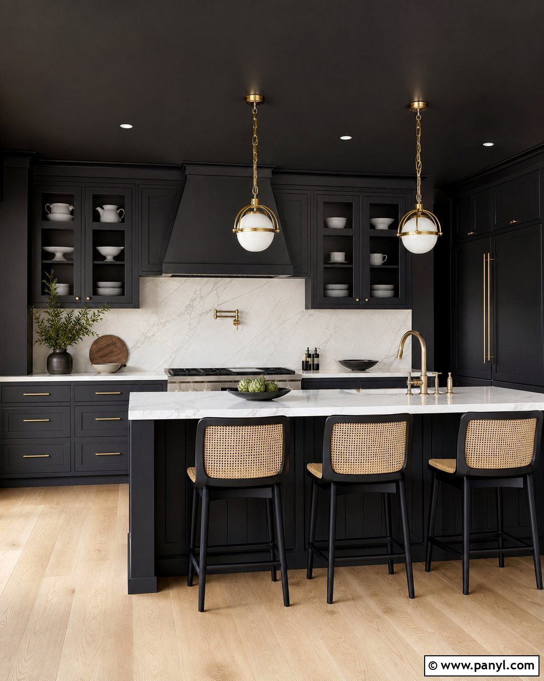 Black Color Drenched Kitchen - 35 black painted room ideas