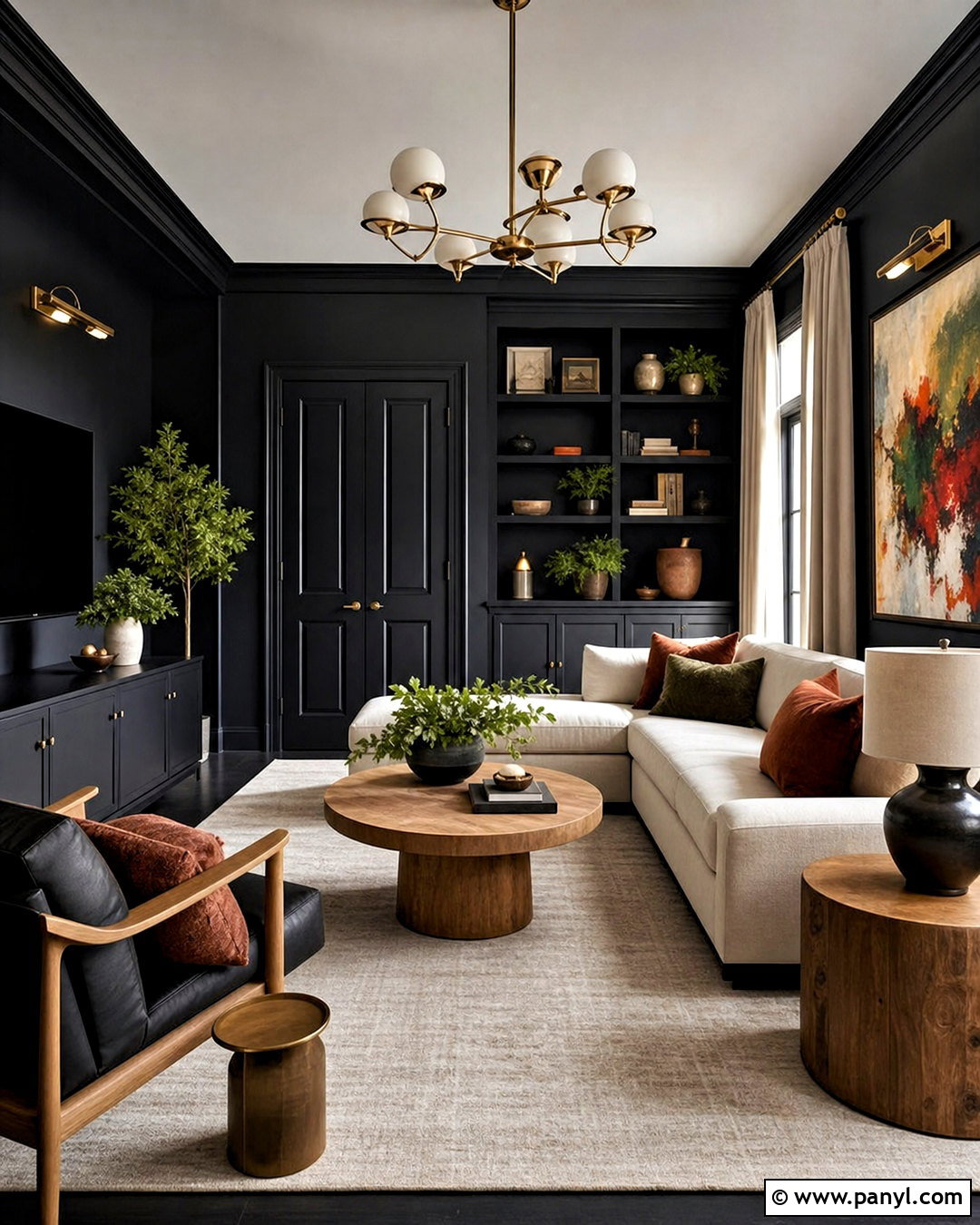 Black Color Drenched Room - 20 black wall background ideas