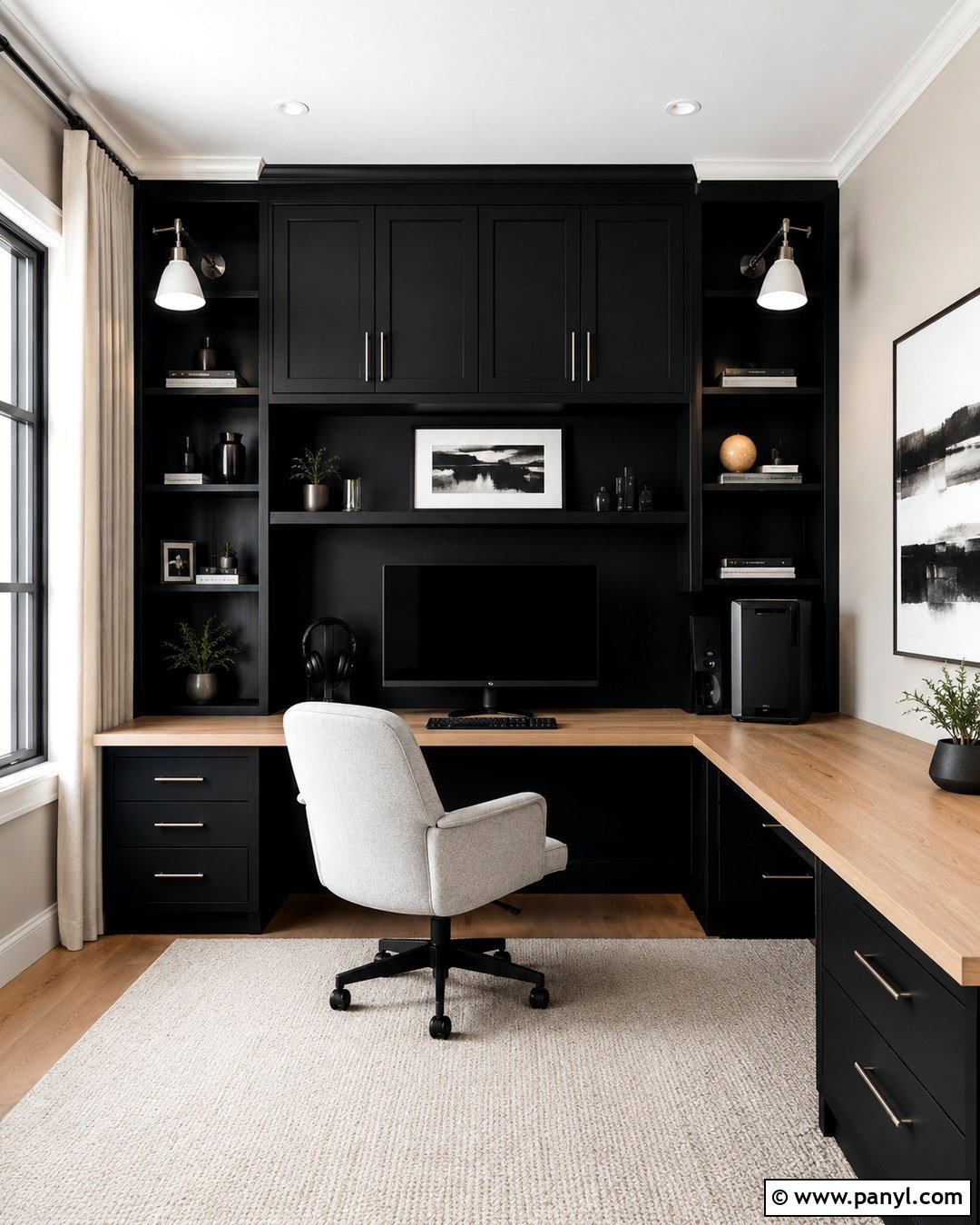 Black Computer Room - 20 Computer Room Wall Color Ideas
