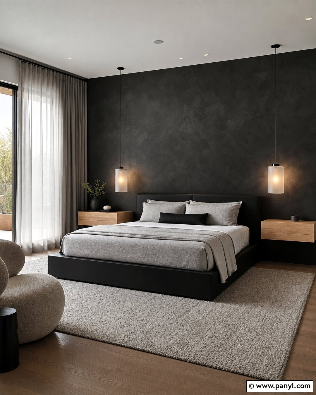 Black Concrete Feature Wall Bedroom - 35 black feature wall bedroom ideas