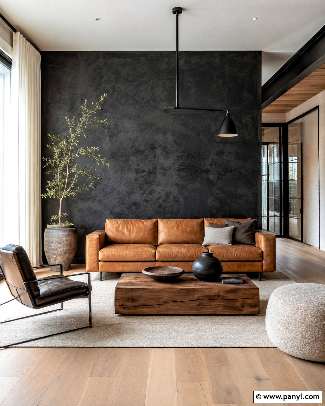 Black Concrete Feature Wall - 40 Black Feature Wall Ideas