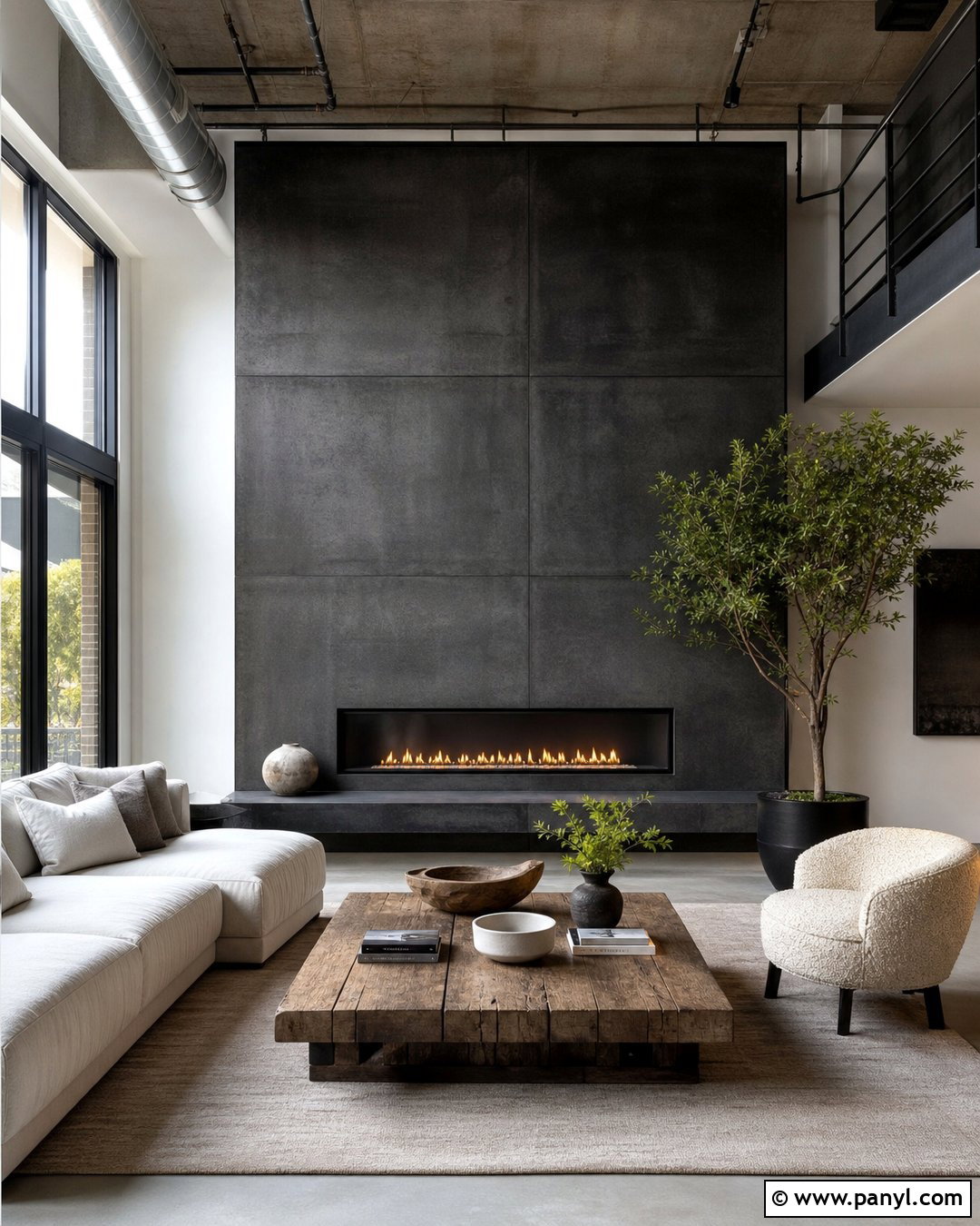 Black Concrete Fireplace Wall - 20 Black Accent Wall Fireplace Ideas