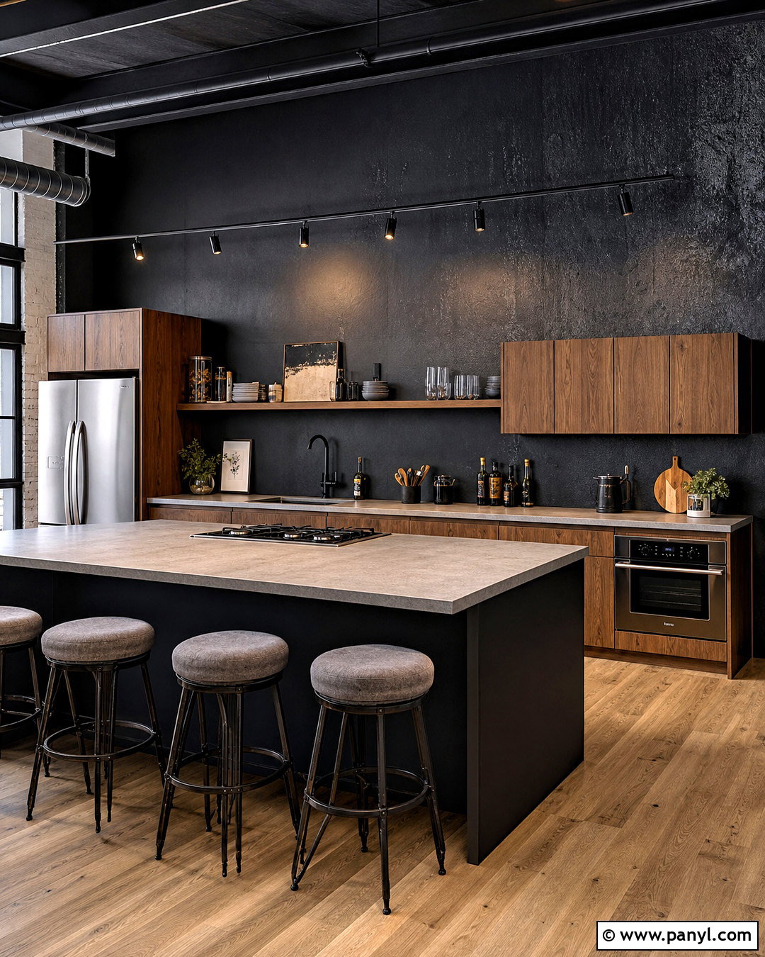 Black Concrete Kitchen Wall - 20 black kitchen wall ideas