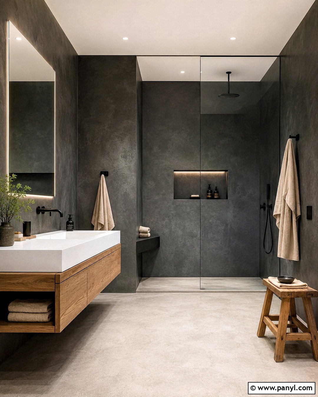 Black Concrete Restroom - 20 black restroom ideas