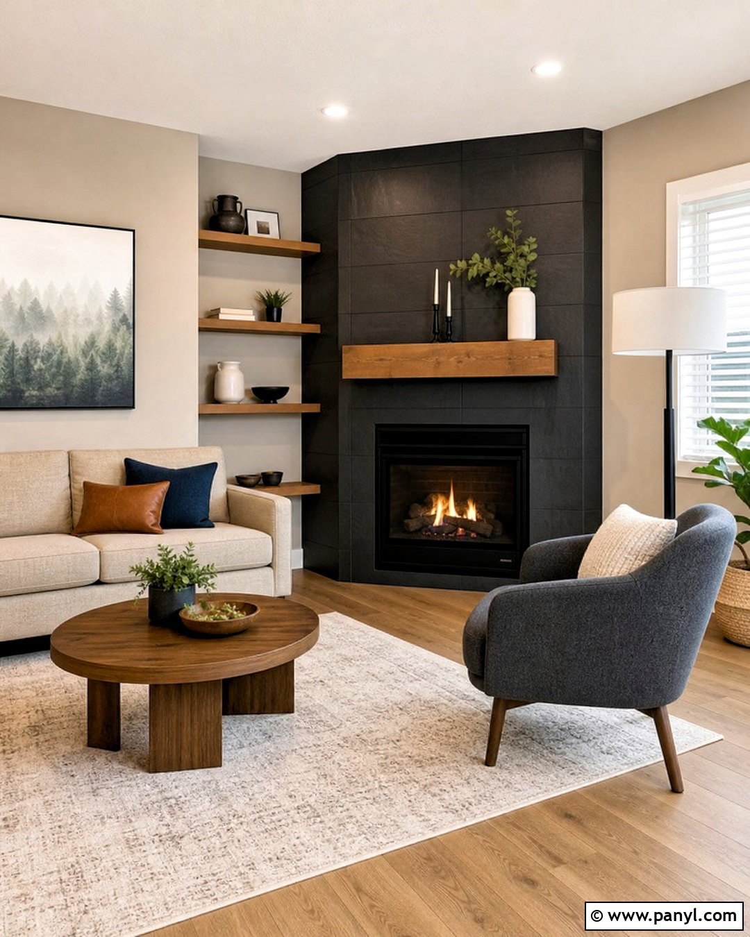 Black Corner Fireplace In A Small Living Room - 20 living room with black fireplace ideas