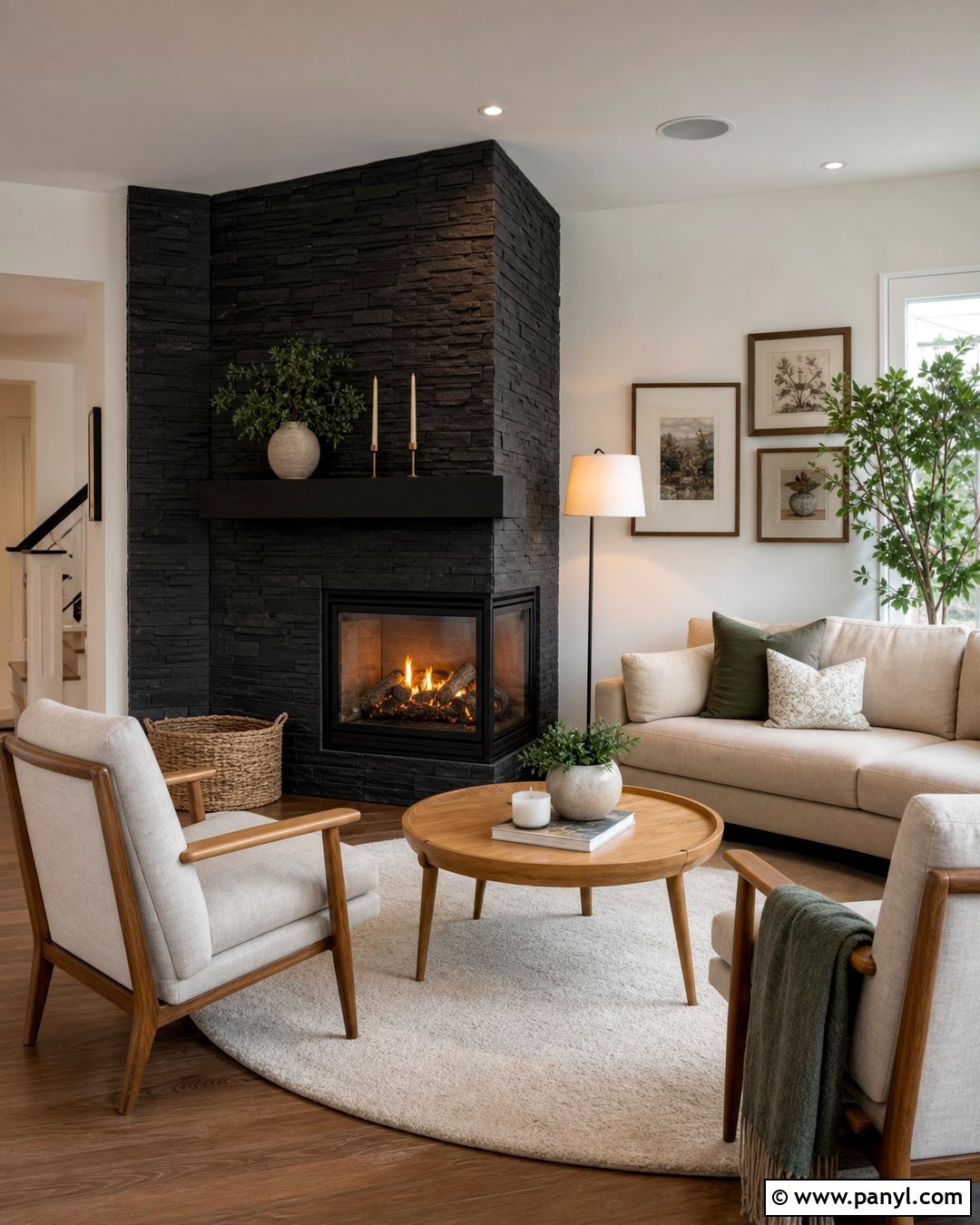 Black Corner Fireplace With White Walls - 35 Black Fireplace White Walls