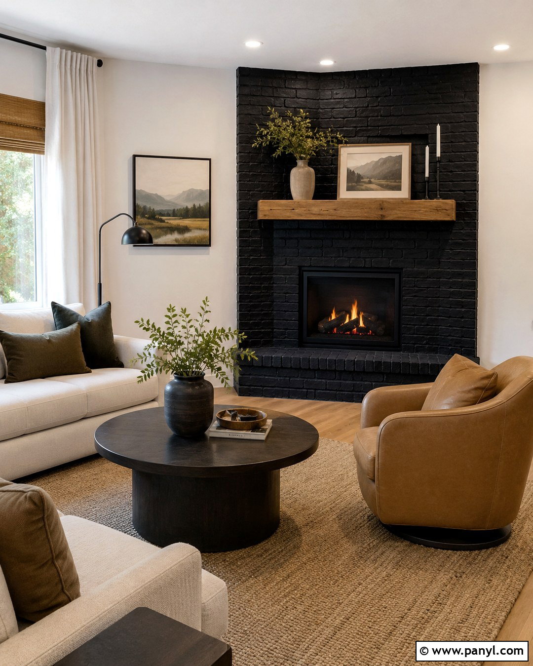 Black Corner Fireplace - 20 Black Paint Fireplace Ideas