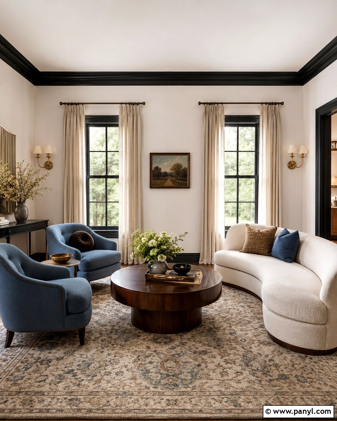 Black Crown Molding With White Walls - 20 White Wall And Black Trim Ideas