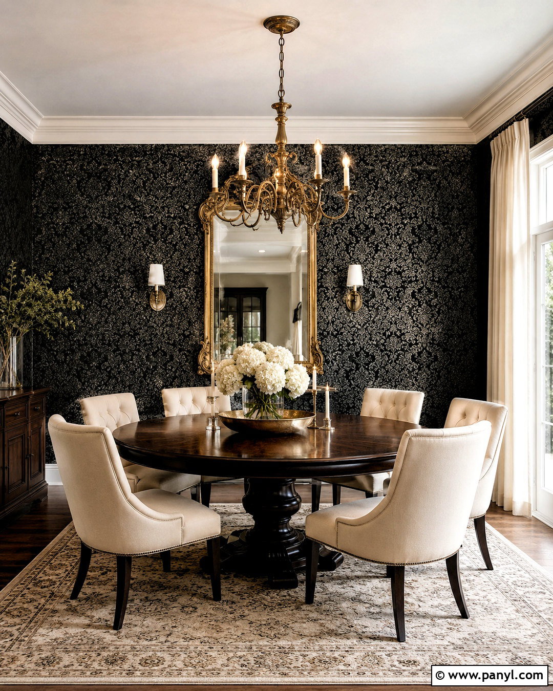 Black Damask Glitter Wallpaper Dining Room - 20 black glittery wallpaper ideas