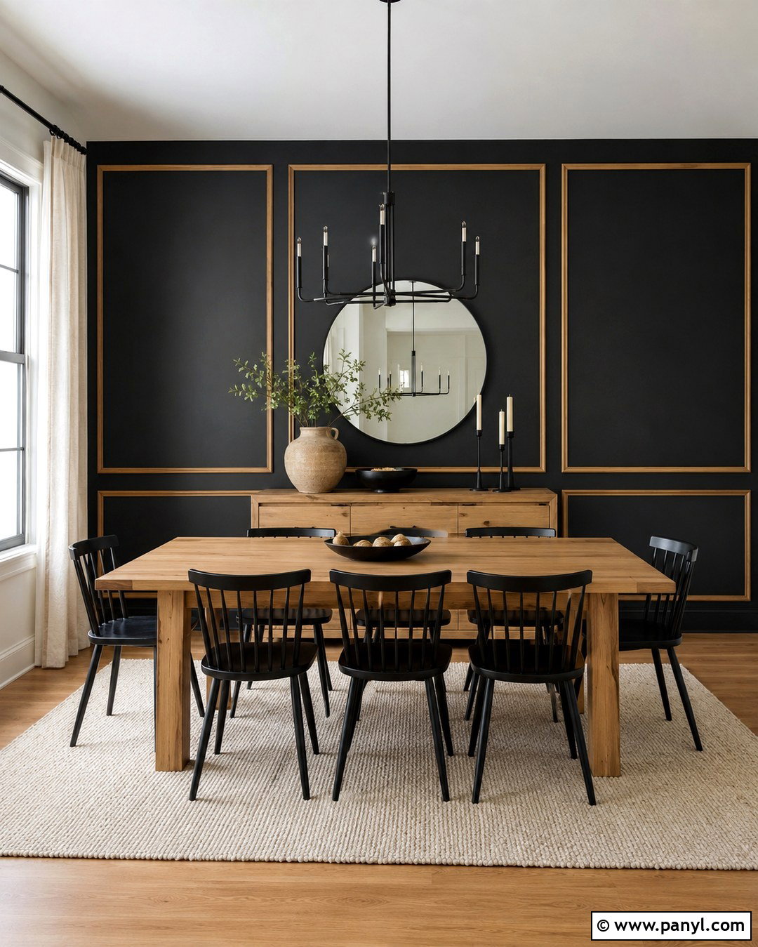 Black Dining Room Wall With Box Trim - 20 Black Accent Wall With Wood Trim Ideas