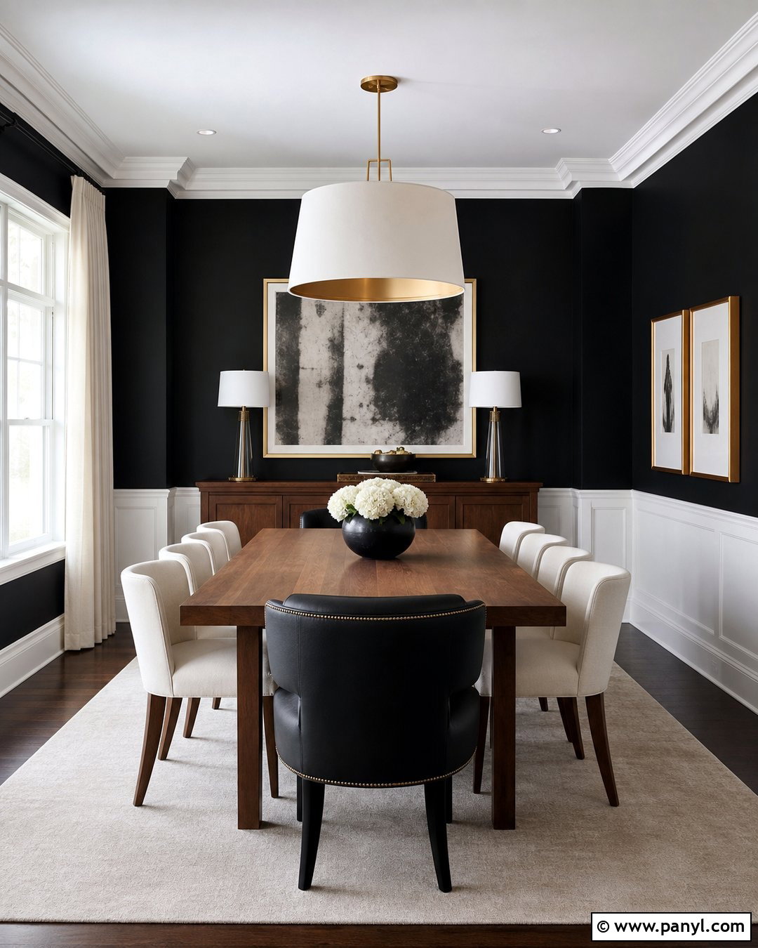Black Dining Room With White Trim - 30 Black Walls White Trim Ideas