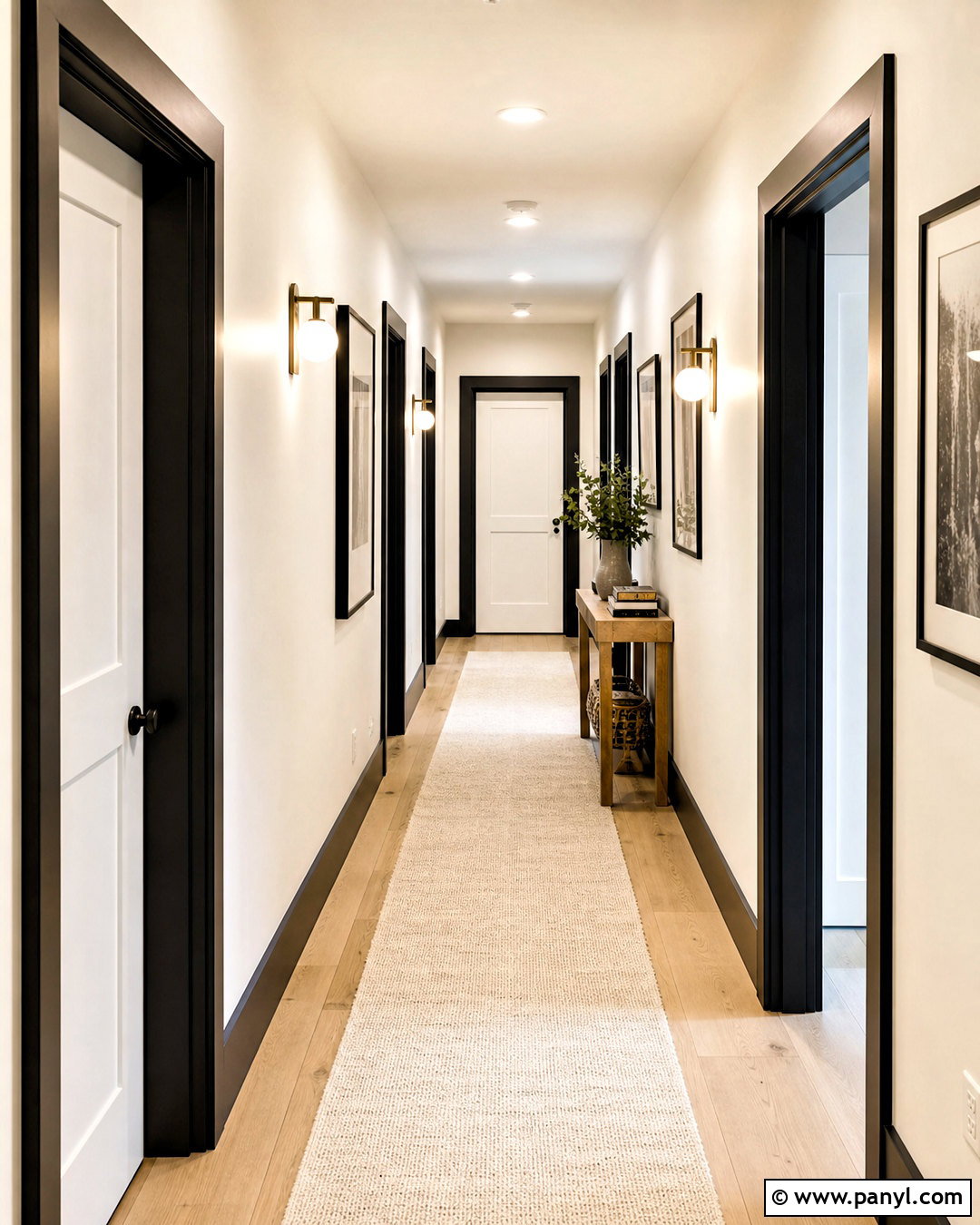 Black Door Frames In A Modern Hallway - 20 black door frames interiors