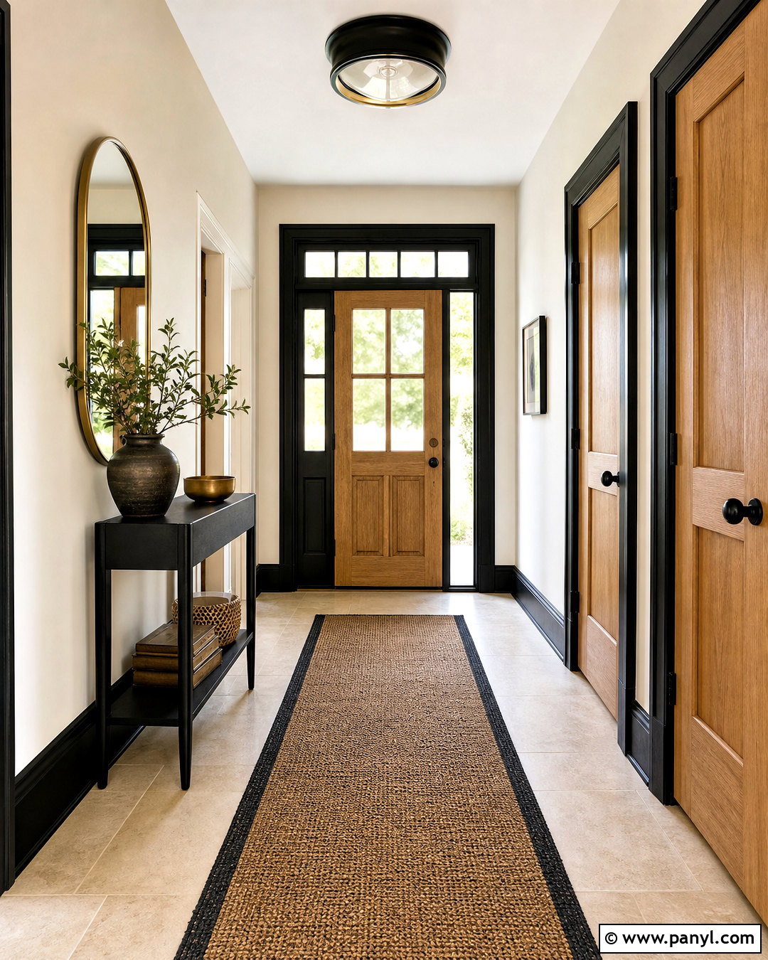 Black Door Trim With Natural Wood Doors - 20 dark painted trim ideas