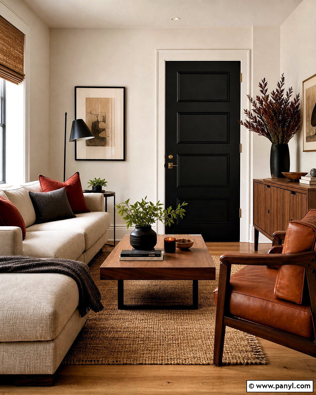 Black Door With Warm Wood - 20 black door interior design ideas