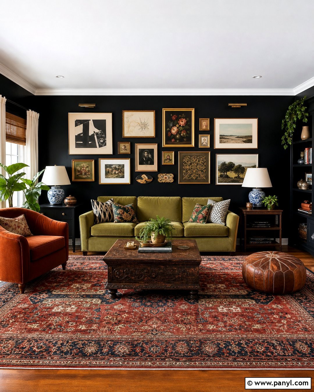 Black Eclectic Living Room - 35 black painted room ideas